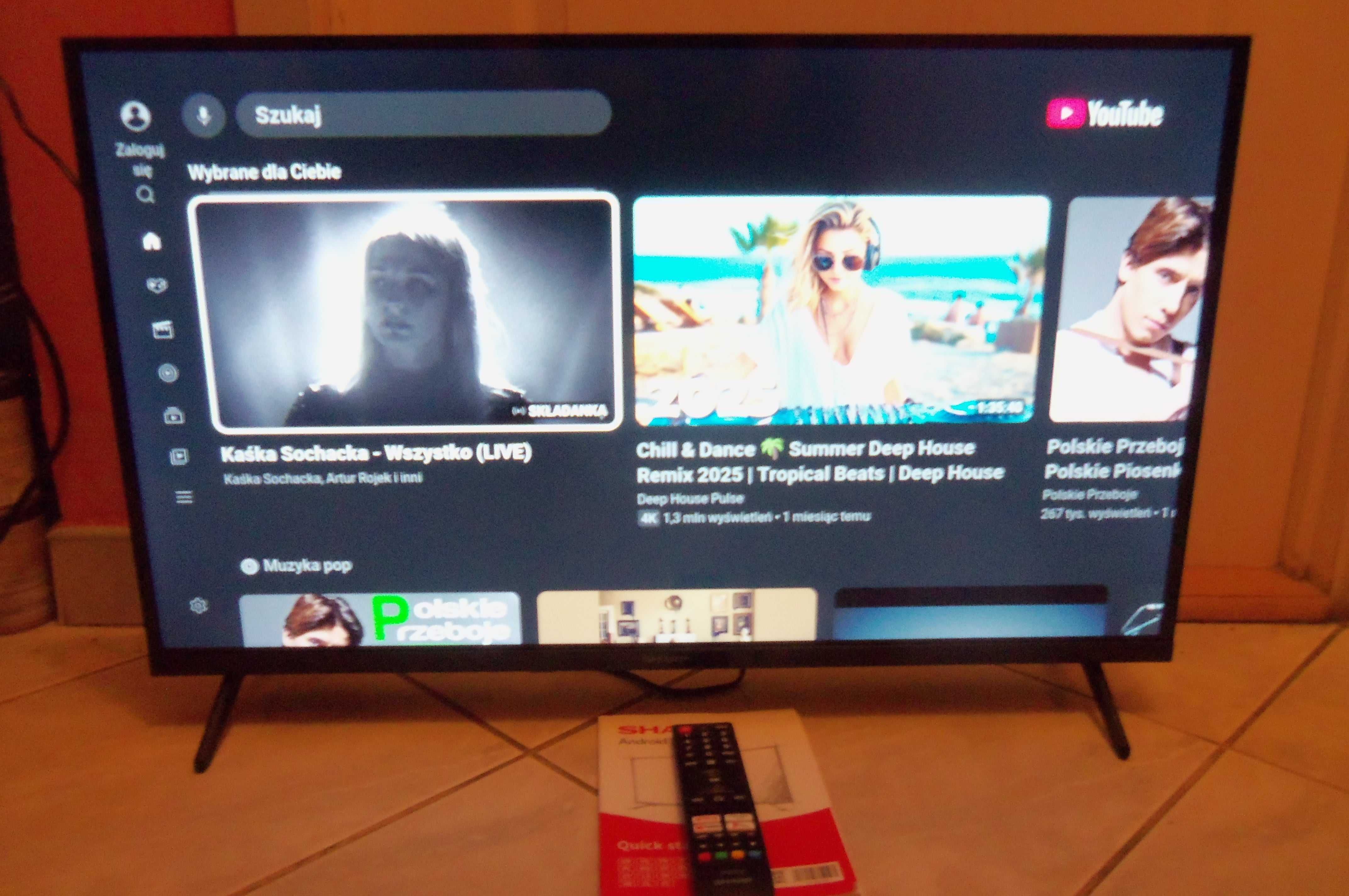 Sharp 32 cale, SMART,WIFI, dvb-t2 h.265,USB,HDMI, pilot, NA GWARANCJI.