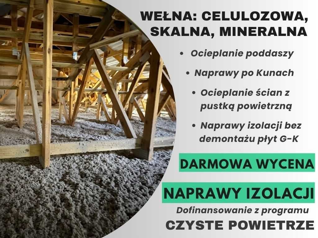 Naprawa ocieplenia poddasza izolacji naprawy po kunach termowizja