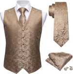 L XL Kamizelka Krawat elegancka garniturowa komplet złoty beż