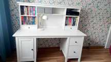 Ikea Hemnes biurko z dostawką 155x137x65 Biała Bejca