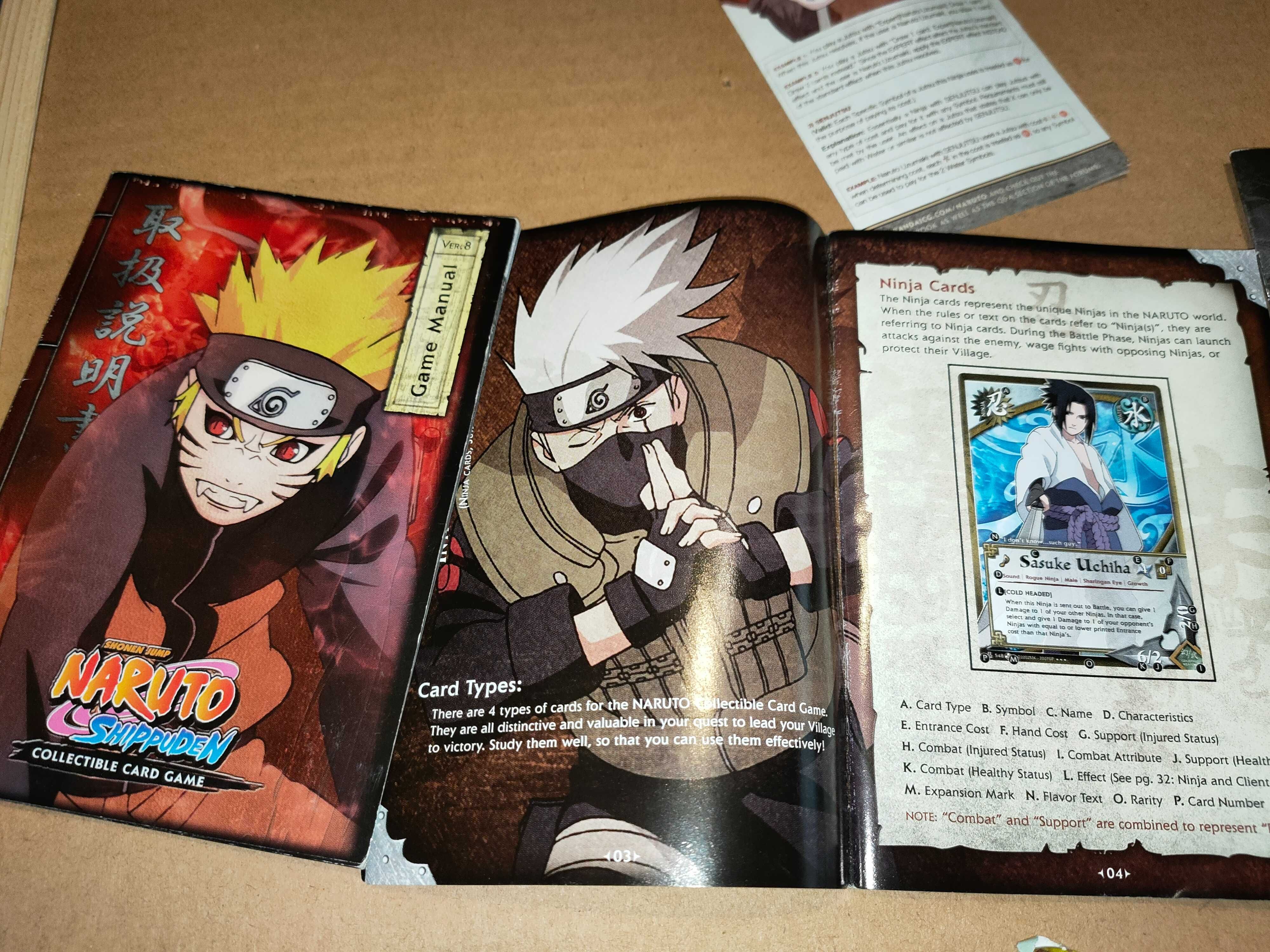 Manual de Regras antigo de Naruto Tcg com playmat