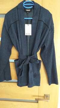 MEXX PREMIUM NOWY L/40 oryginalny kardigan sweter wiązany blezer navy