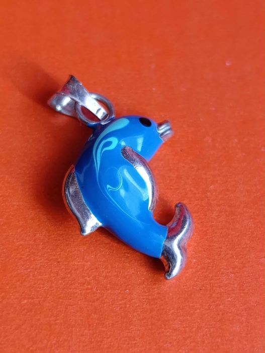 Prata Pendente Golfinho Azul