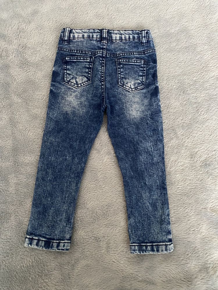 Jeansy spodnie dla dziewczynki piesek buldożek