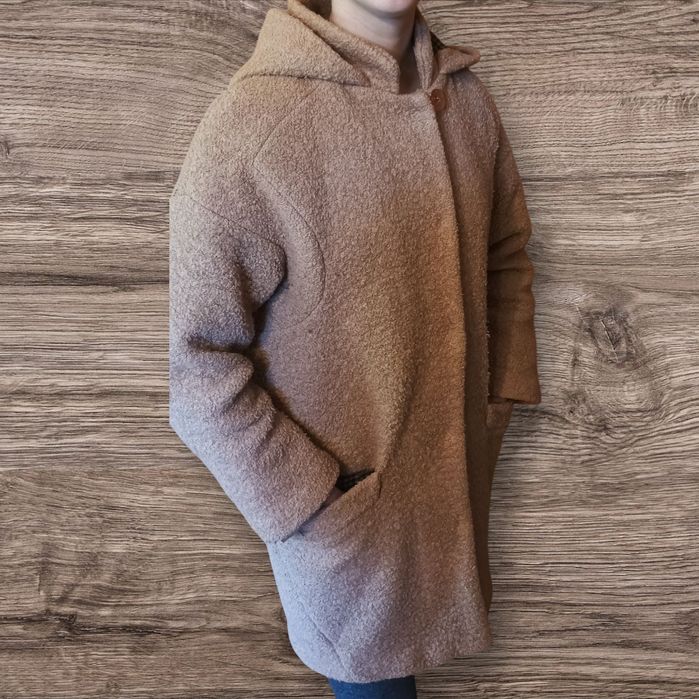 Płaszcz płaszczyk jesienny zimowy oversize ciepły teddy boucle Zara