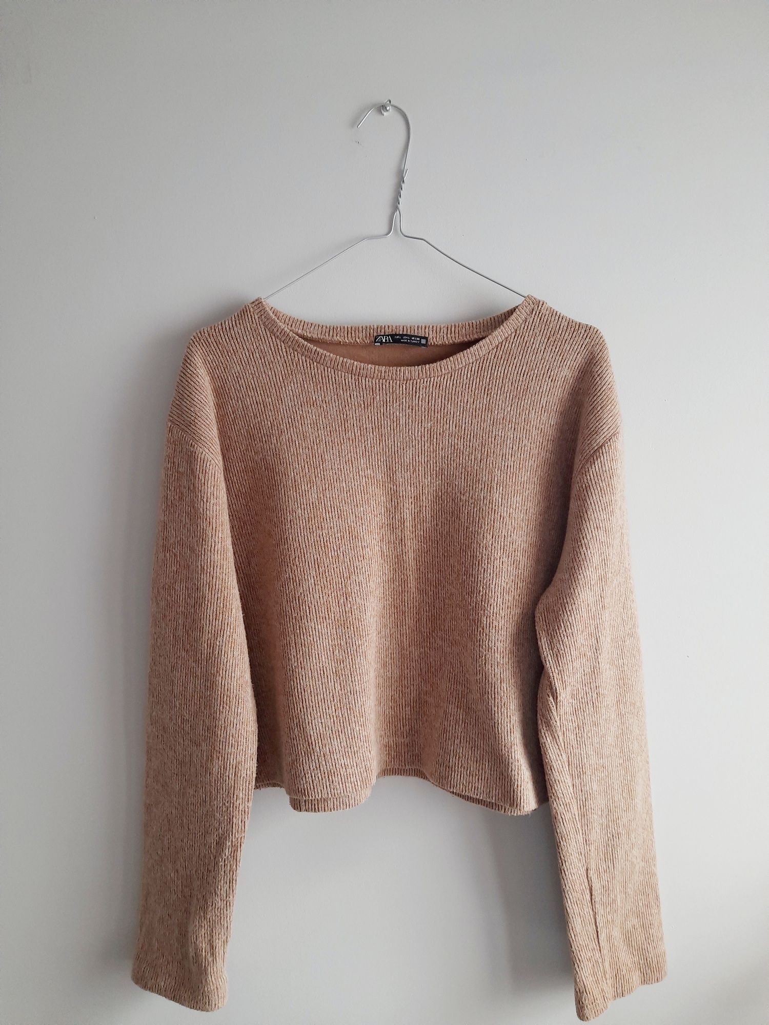 Sweter prążki bluza camel ZARA