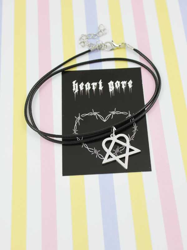 wisiorek heartagram HIM pentagram alternative love metal HG101 (M)