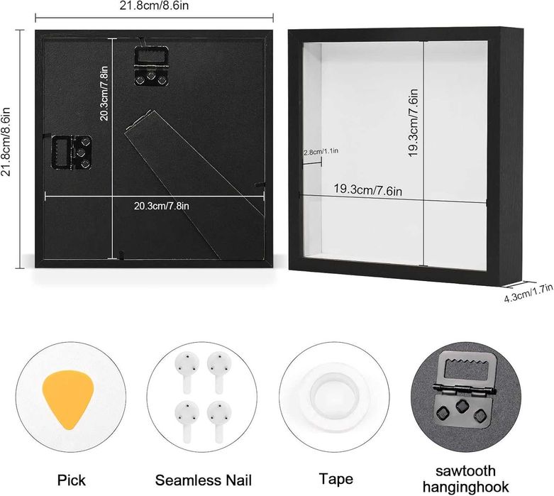 Nowa ramka 3D / obraz / rama / 20x20cm / biała / 1 szt / A1348!