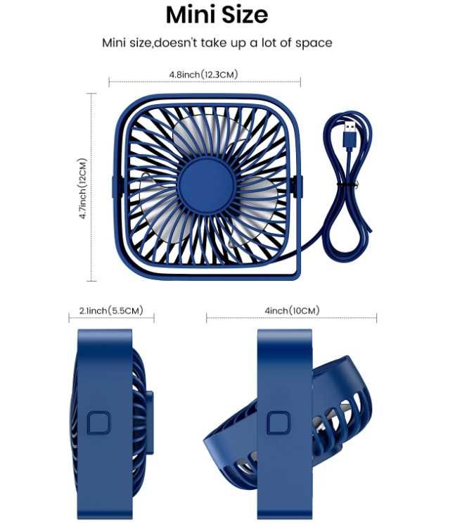 TOPK Mini Portable Fan,USB Desk Fan Table,Quiet 3 Speed Wind Personal