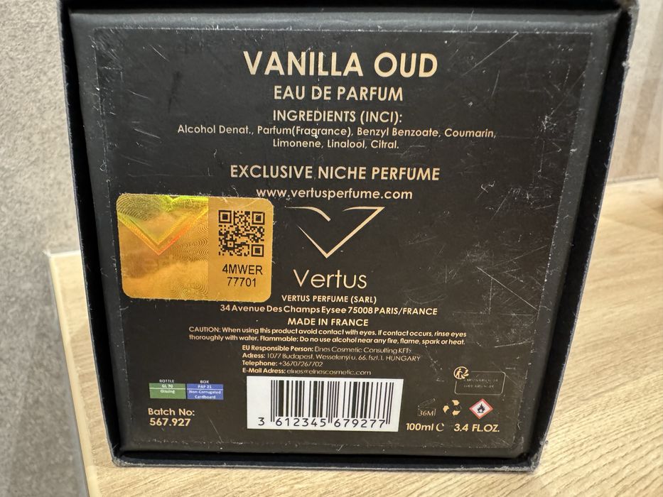 Vertus Vanilla Oud EDP 100ml