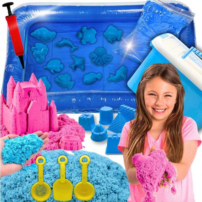 PIASEK KINETYCZNY ZESTAW kinetic sand PIASKOWNICA 3kg foremki 21el.