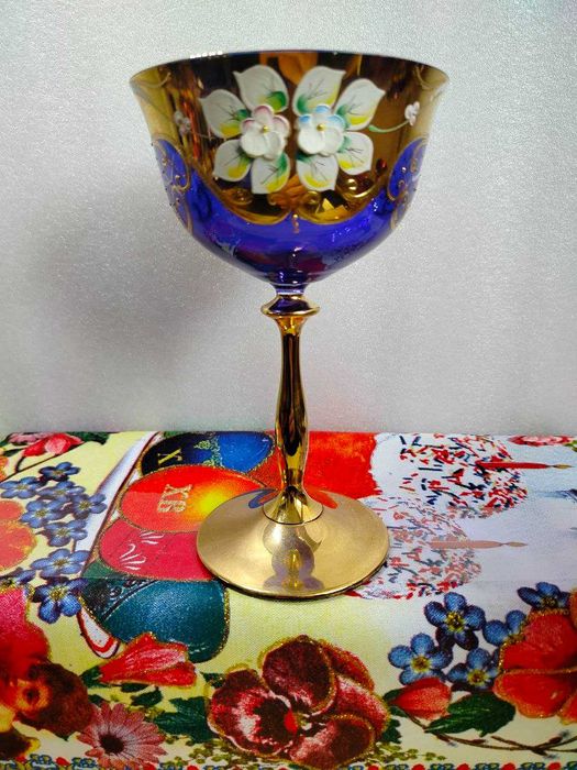 внимание! распродажа. 10шт бокалов.Bohemia Uhlir 200 мл лепка золотая