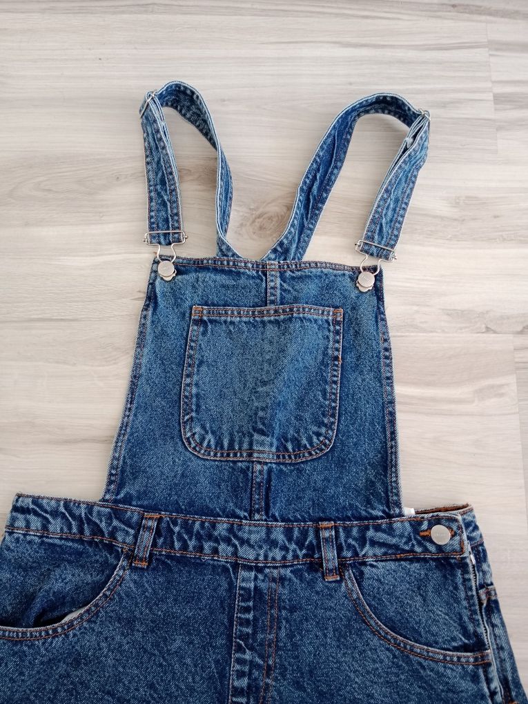Jeansowe krótkie spodenki damskie ogrodniczki h&m M