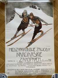 Plakat Międzynarodowe zawody narciarskie w Zakopanem J. Małachowskiego