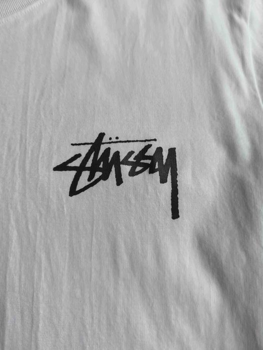 Stussy Męska Biała Koszulka z Nadrukiem M