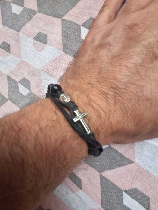 Męski różaniec/bransoletka z krzyżykiem i Matką Bożą Wojownicy Maryi++