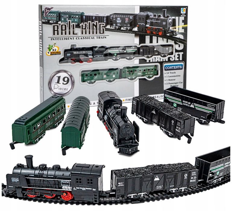 KOLEJKA ELEKTRYCZNA POCIĄG dla dzieci lokomotywa 4 wagony tory