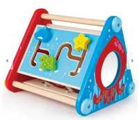 Hape, trójkątne interaktywne pudełko, drewniana zabawka niemowlęca