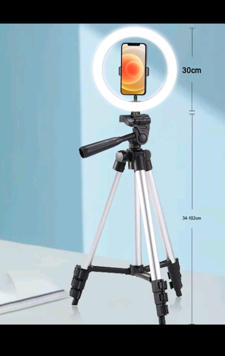 Anel de luz para selfie de 10 polegadas com tripé de 1M