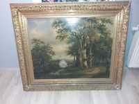 Obraz malowany na desce XIX wiek sygnowany 1851 r. ( 130 cm × 110 cm )