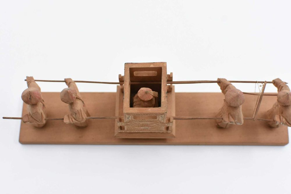 Estatueta em madeira T'ou-Sè-wè de figuras da vida popular chinesa