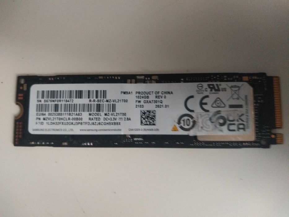 ssd 1TB Samsung PM9A1 7000MB odczyt 5000MB zapis