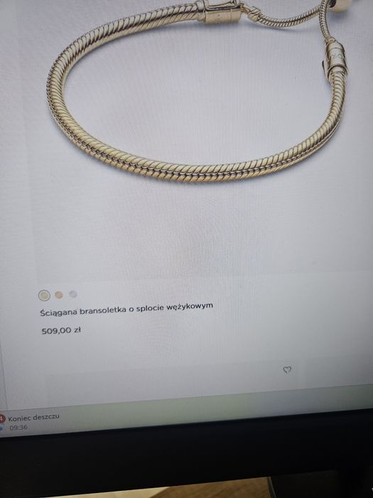 Pandora bransoletka + charms. Platerowane 14k złotem