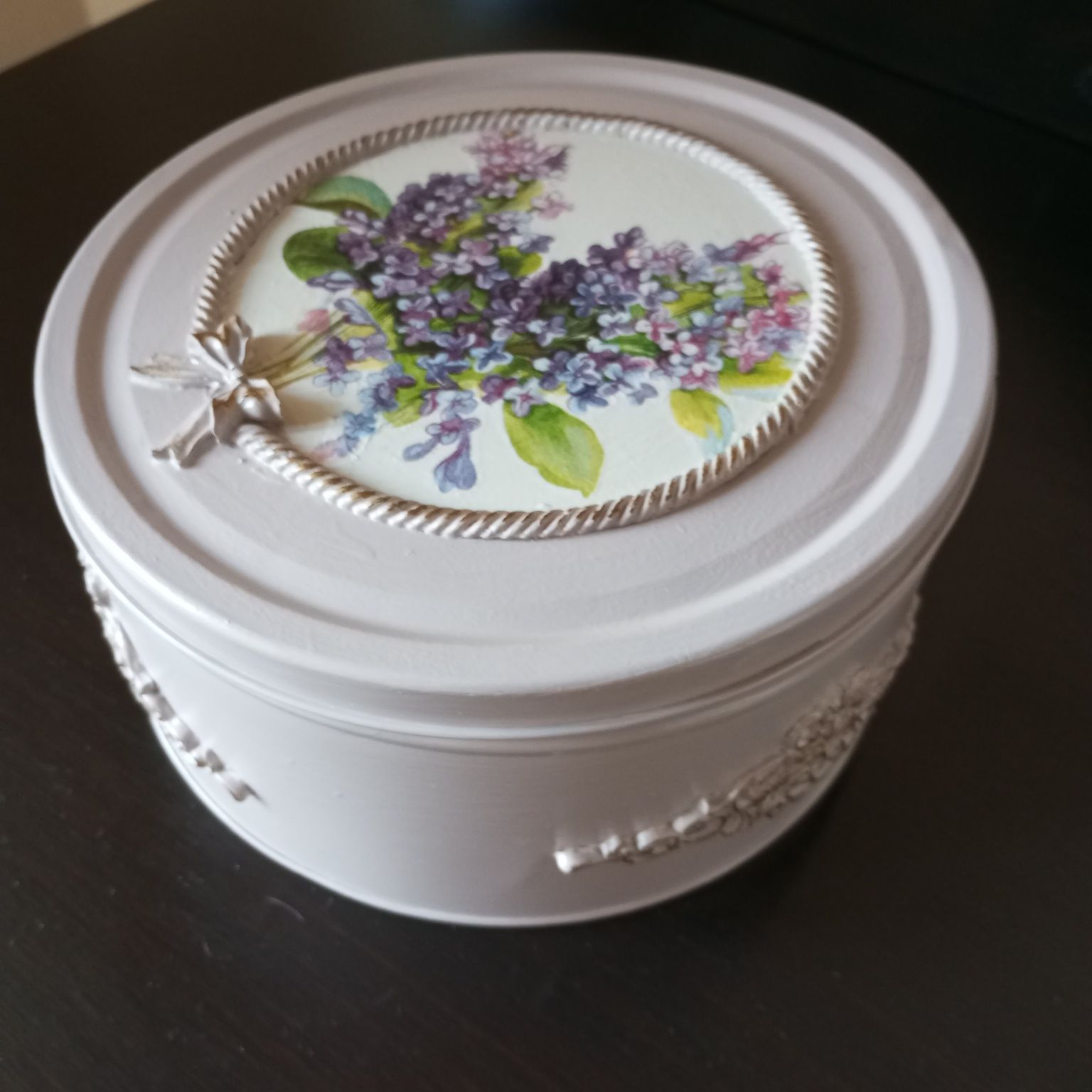 GAŁĄZKA BZU- duża szkatułka/ pudelko/ pojemnik w stylu retro vintage