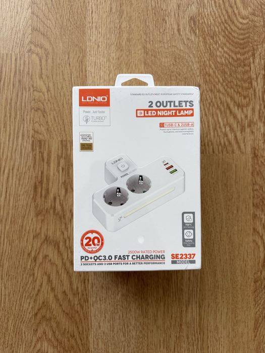 Разветвитель LDNIO розетка двойная с заземлением тройник с USB-портами