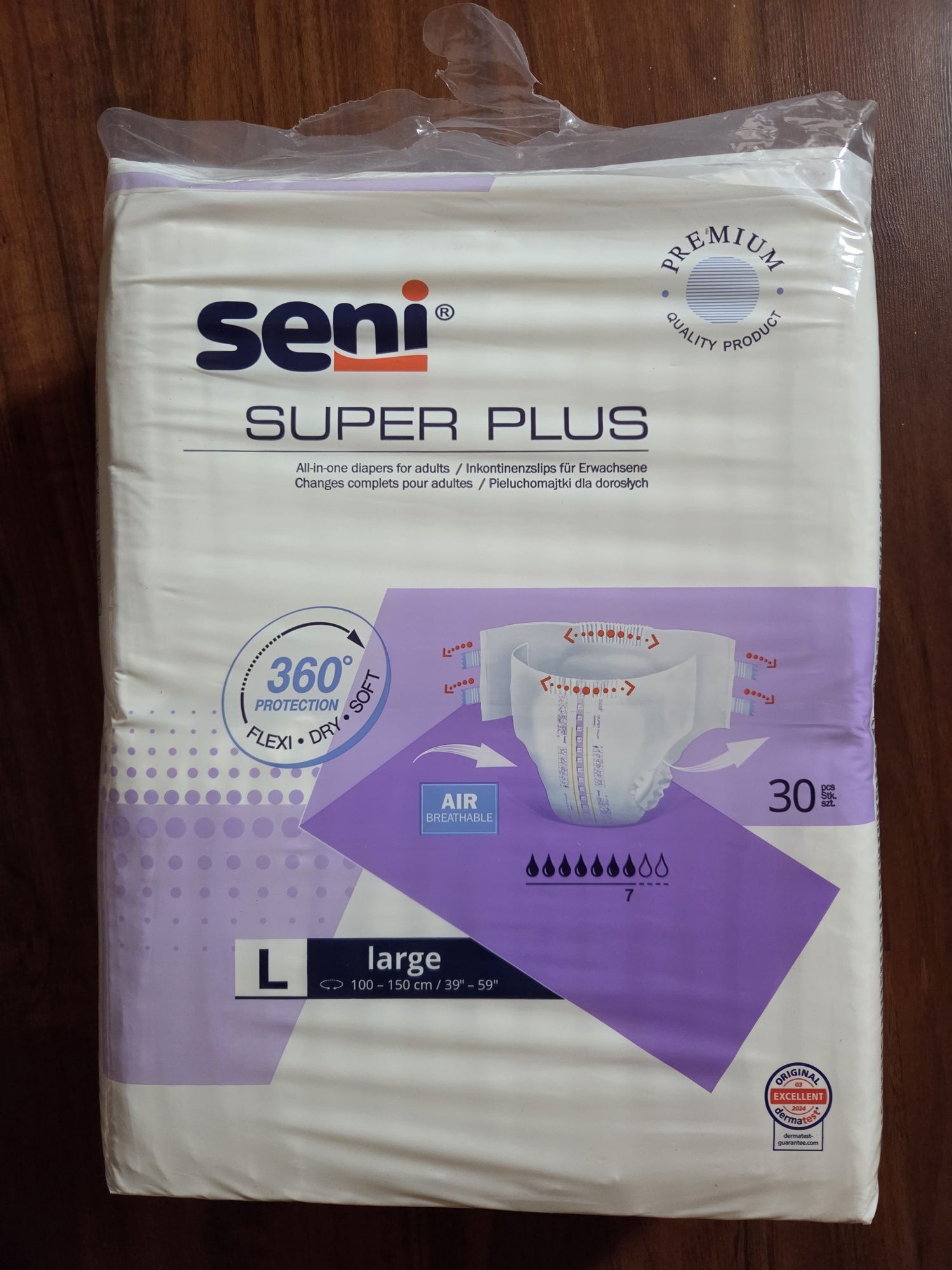 SENI super plus pieluchomajtki dla dorosłych, rozmiar L, 132szt