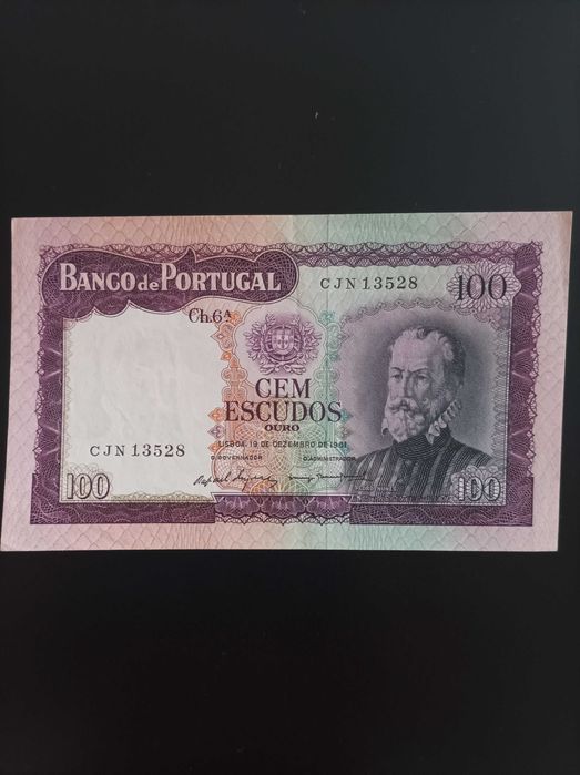 Nota de 100 escudos Pedro Nunes, não circulada.