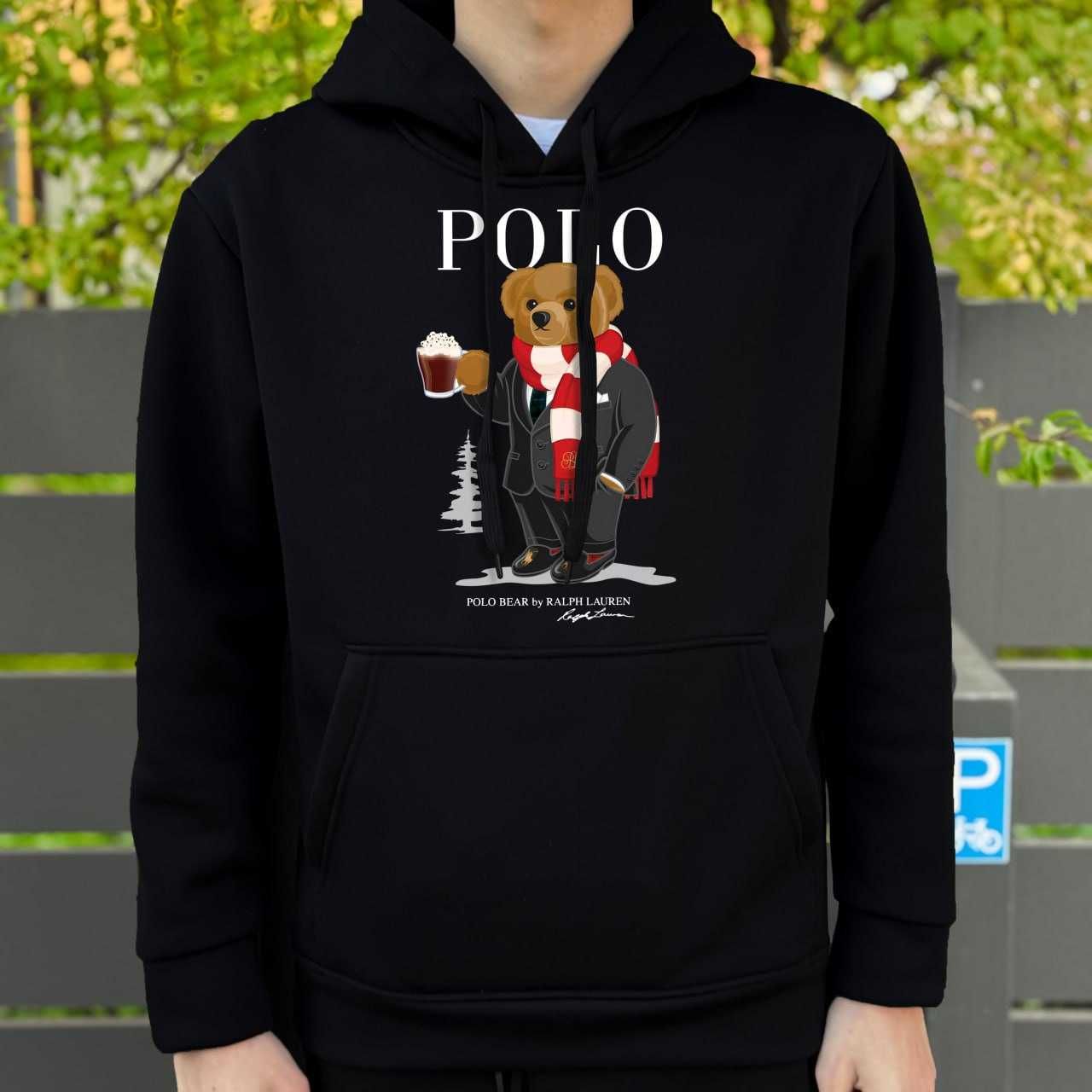 Худи черное Ralph Lauren » Alco Bear  » Поло Кофта » BIG Принт » С-ХЛ