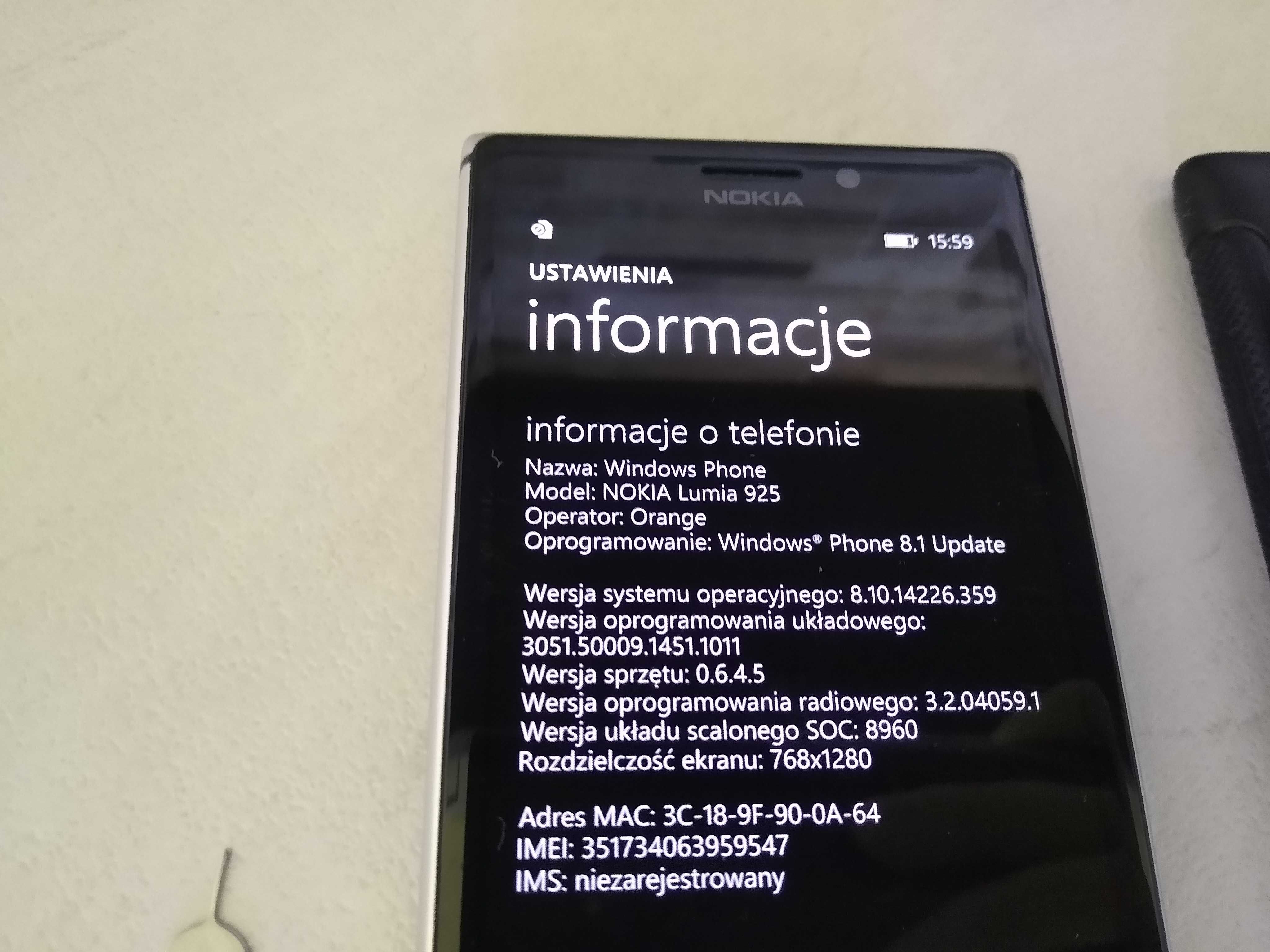 Telefon komórkowy Nokia Lumia 925 z NFC