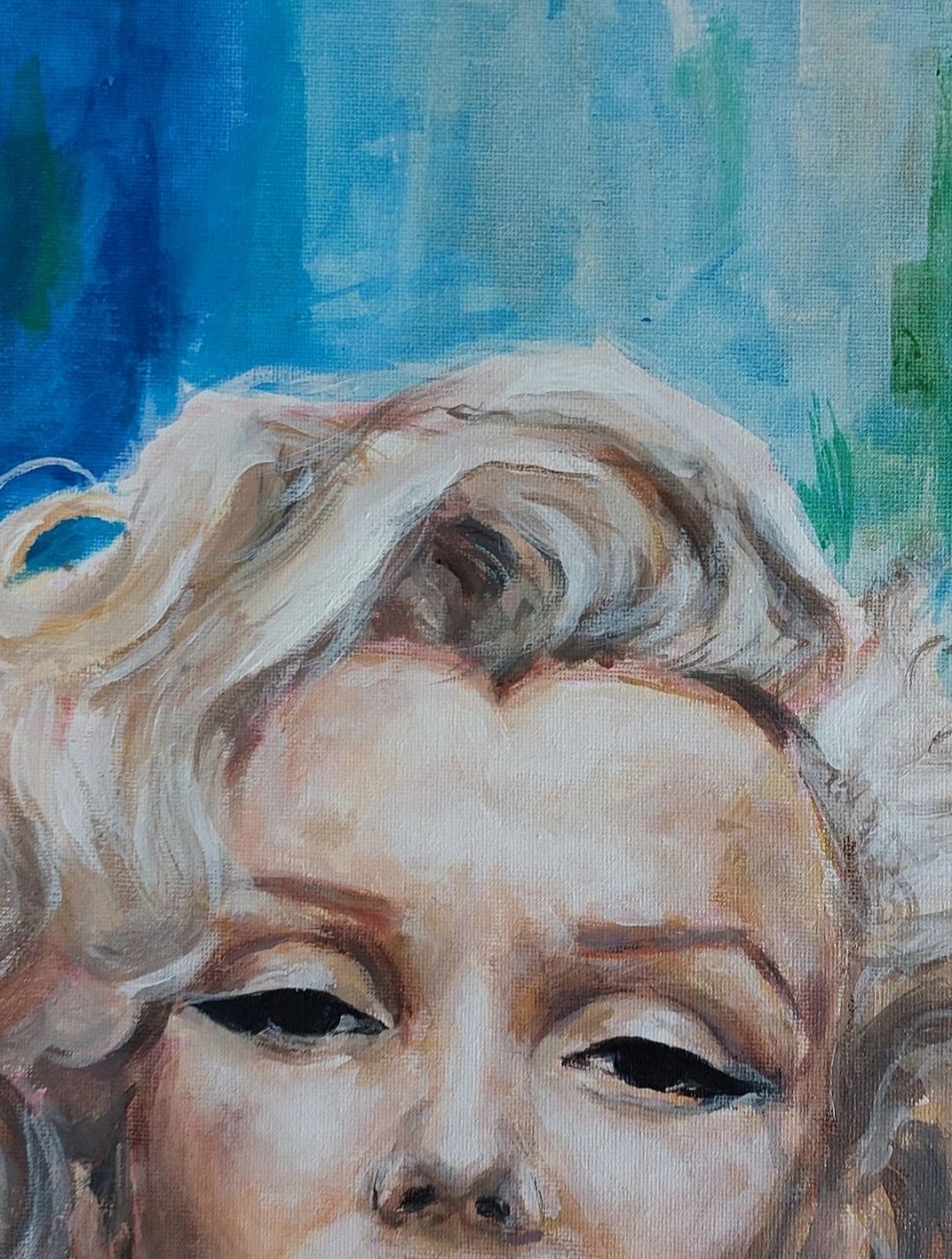 Obraz na płótnie Marilyn Monroe akryl niebieskie tło duży