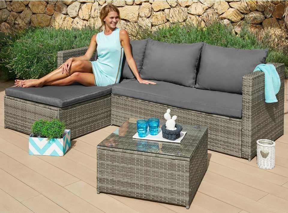 Meble ogrodowe FENIKS  sofa narożna z poduszkami + stolik KONIFERA