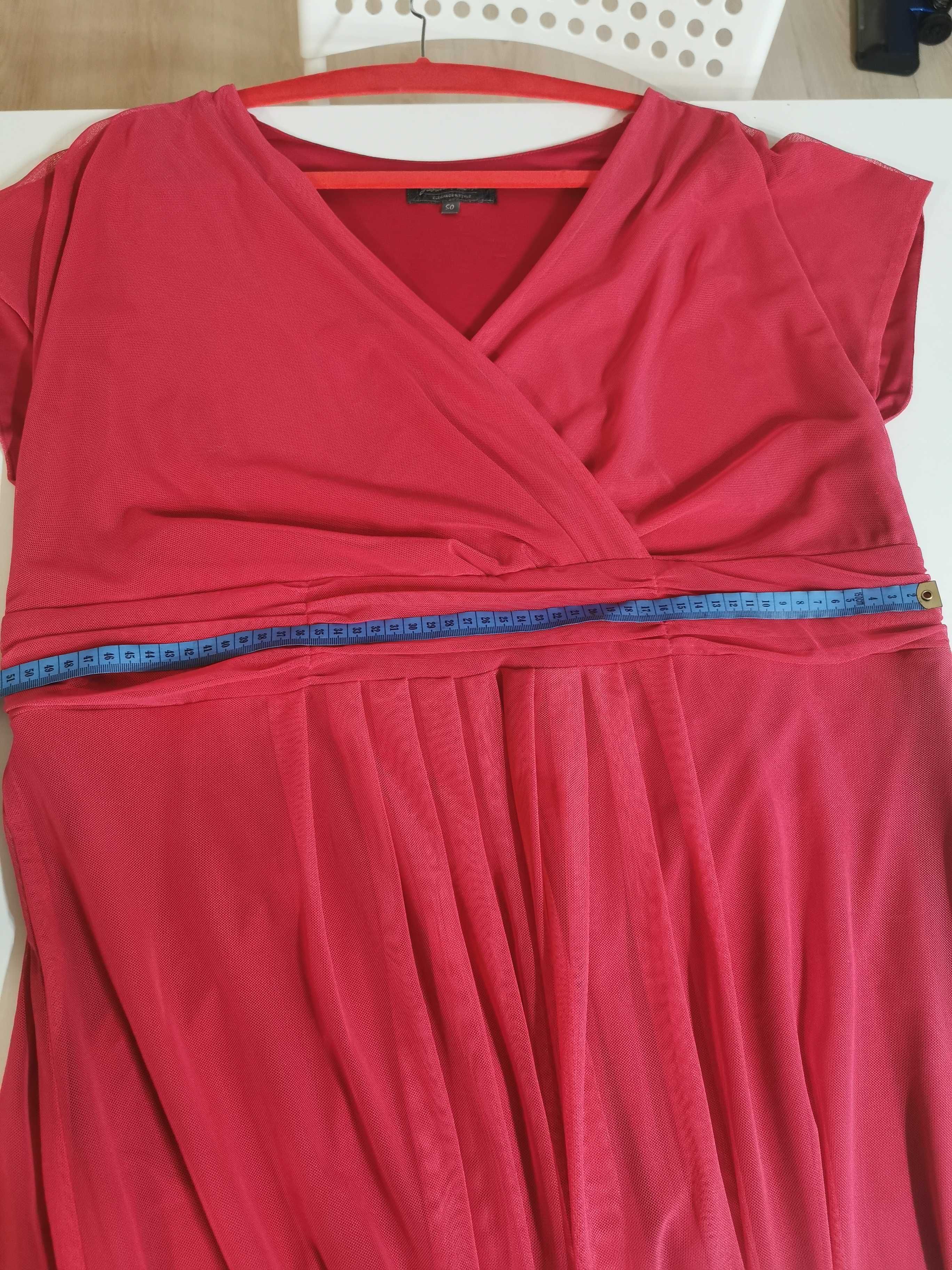 Sukienka długa różowa plus size 48/50 elegancka