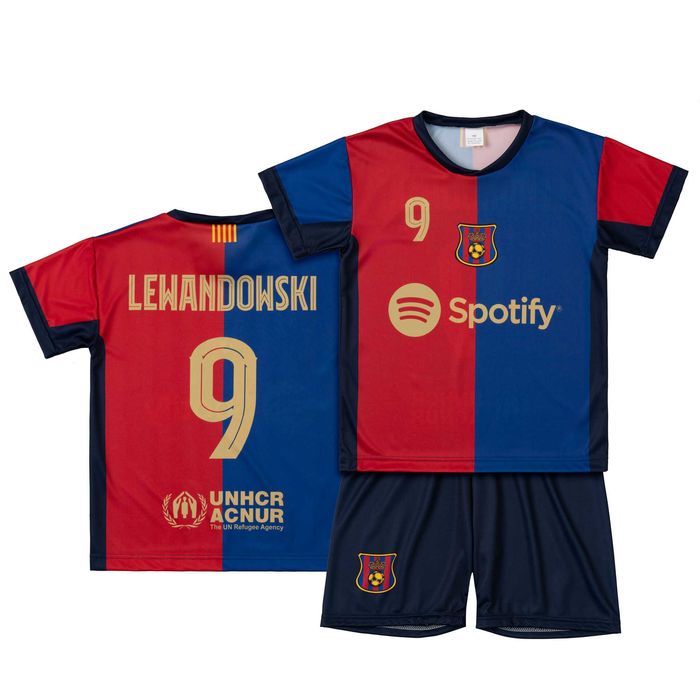 Strój piłkarski dziecięcy Barcelona Yamal + Lewandowski