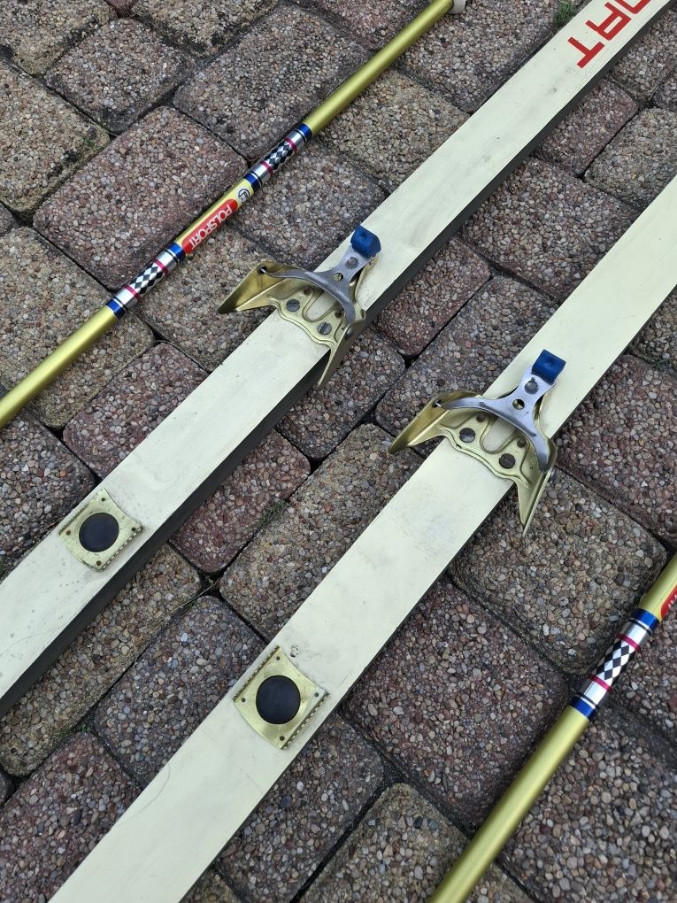 Zestaw narty biegowe Polsport Epoxy 500 + kije retro PRL, lata 70/80