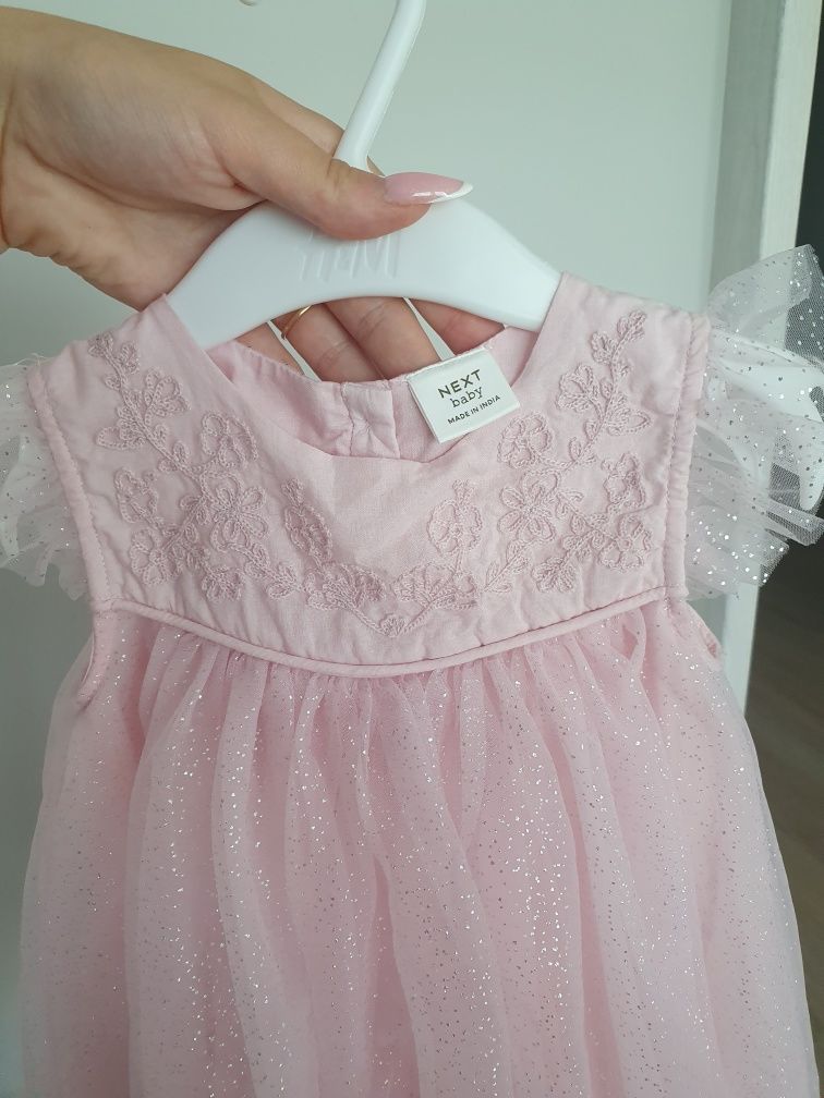 Sukienka suknia balowa next baby 80 różowa
