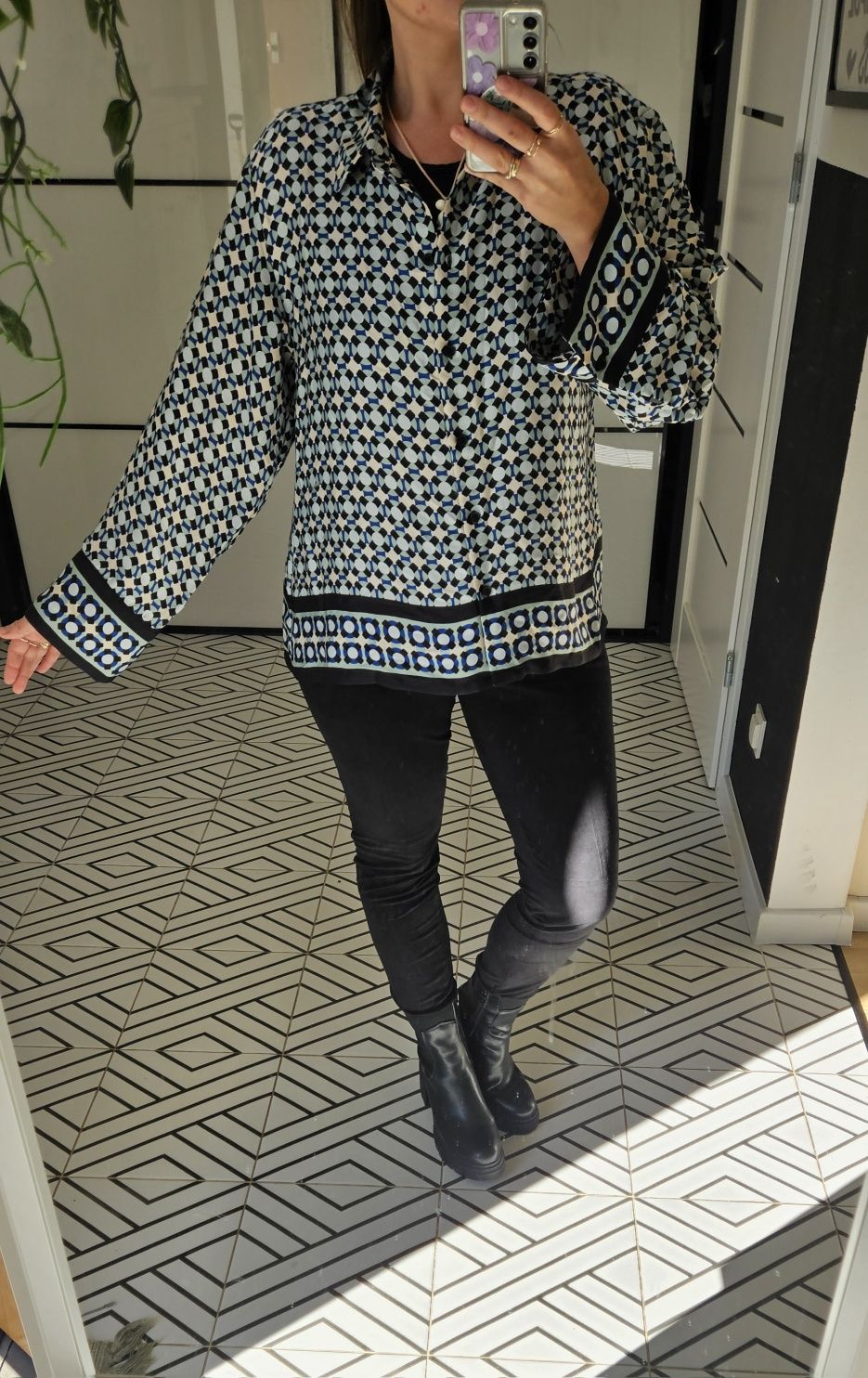 Koszula damska H&M casual wzory M/L Elegancka capsule z połyskiem caps