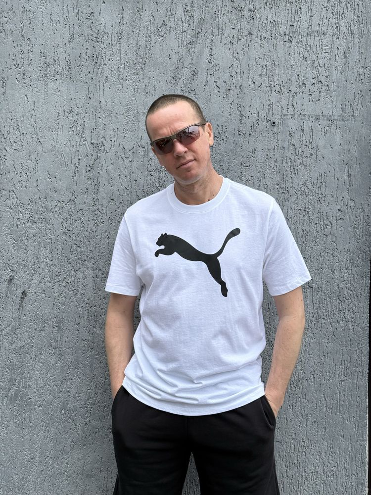 Оригінал Футболка Puma Essentials Big Cat Logo 67889002 пума біла M L