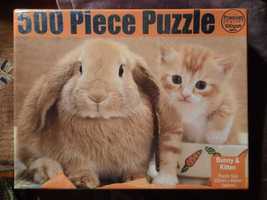Puzzle 500el królik i kot