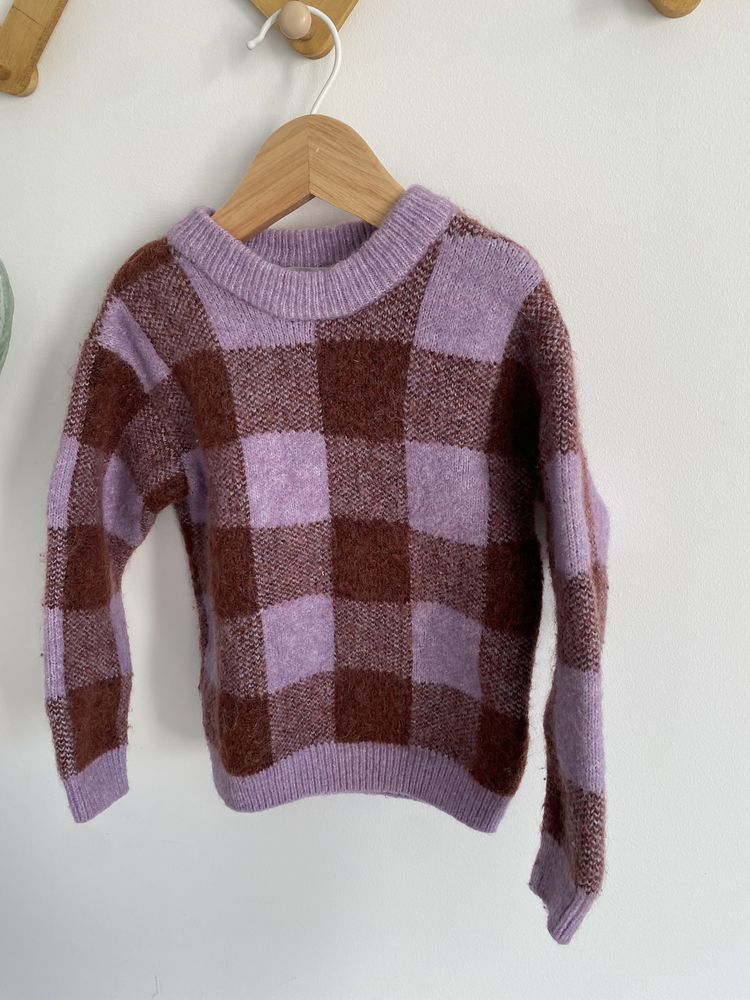 Sweter h&m 92/98 kratka liliowo bordowa
