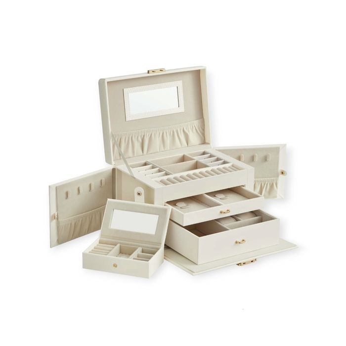 WYJĄTKOWA! Szkatułka Na Biżuterię, 3 Poziomy, Klasyczna Biel
