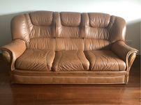 Conjunto de 3 sofas em pele