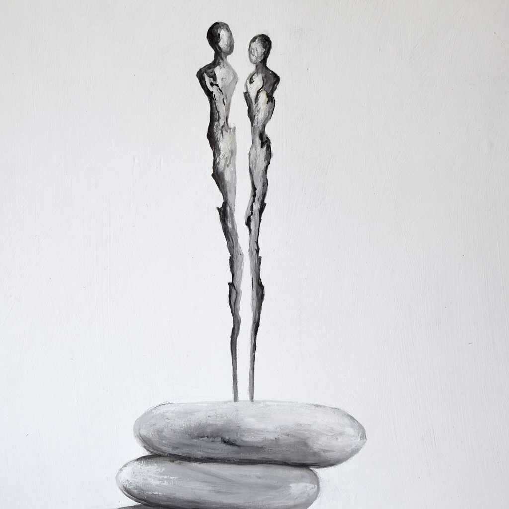 Balancing act I, obraz do salonu na płótnie abstrakcja japandi