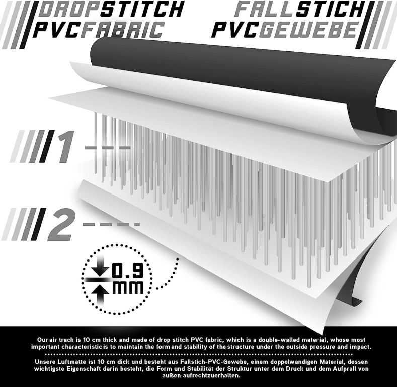 Dmuchana mata gimnastyczna Airtrack 3 m czarna