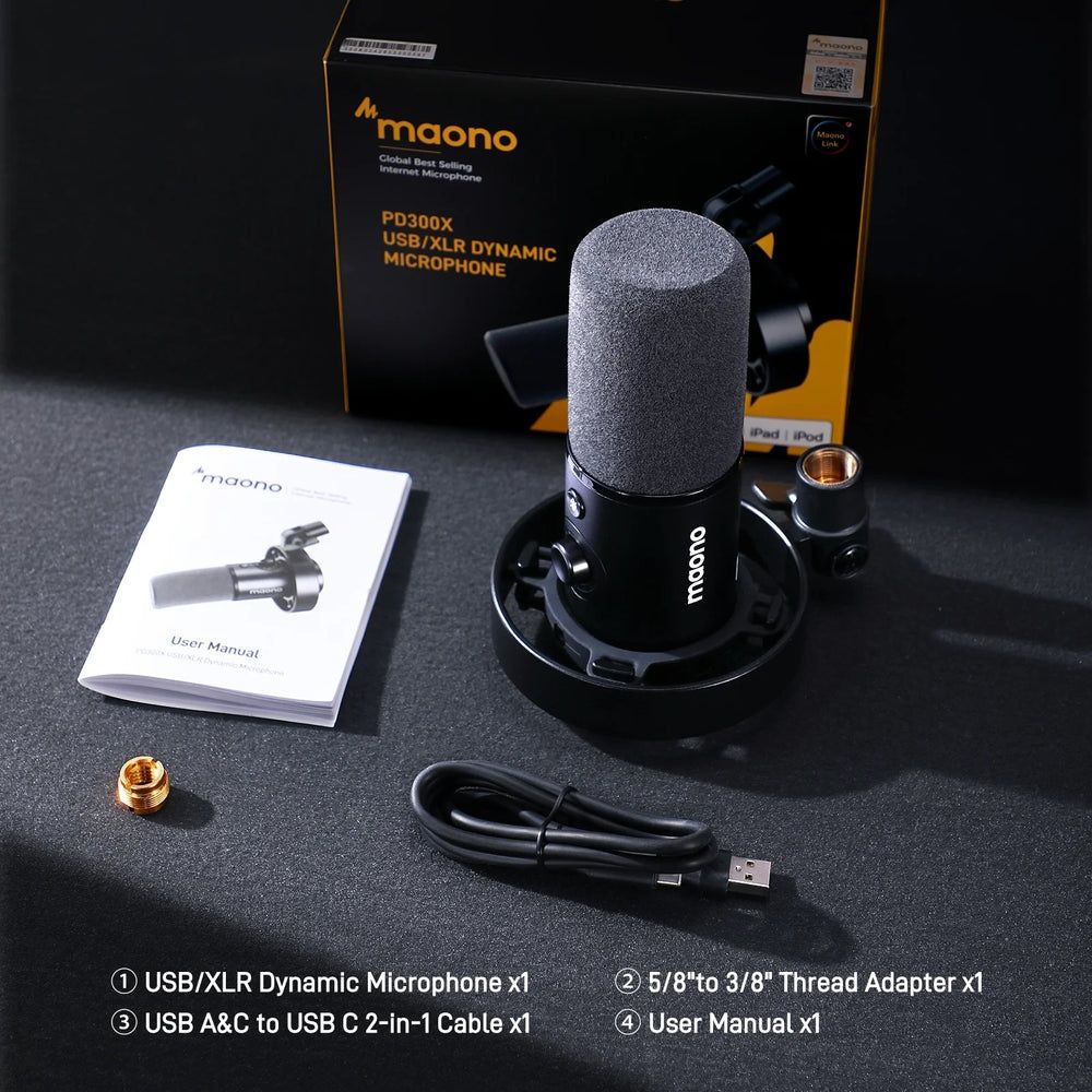Maono PD300X XLR USB/Type-C Динамический Микрофон с Пауком