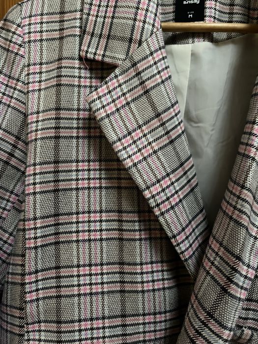 Жіночий піджак у рожево-сіру клітинку | Стильний, елегантний, розмір M