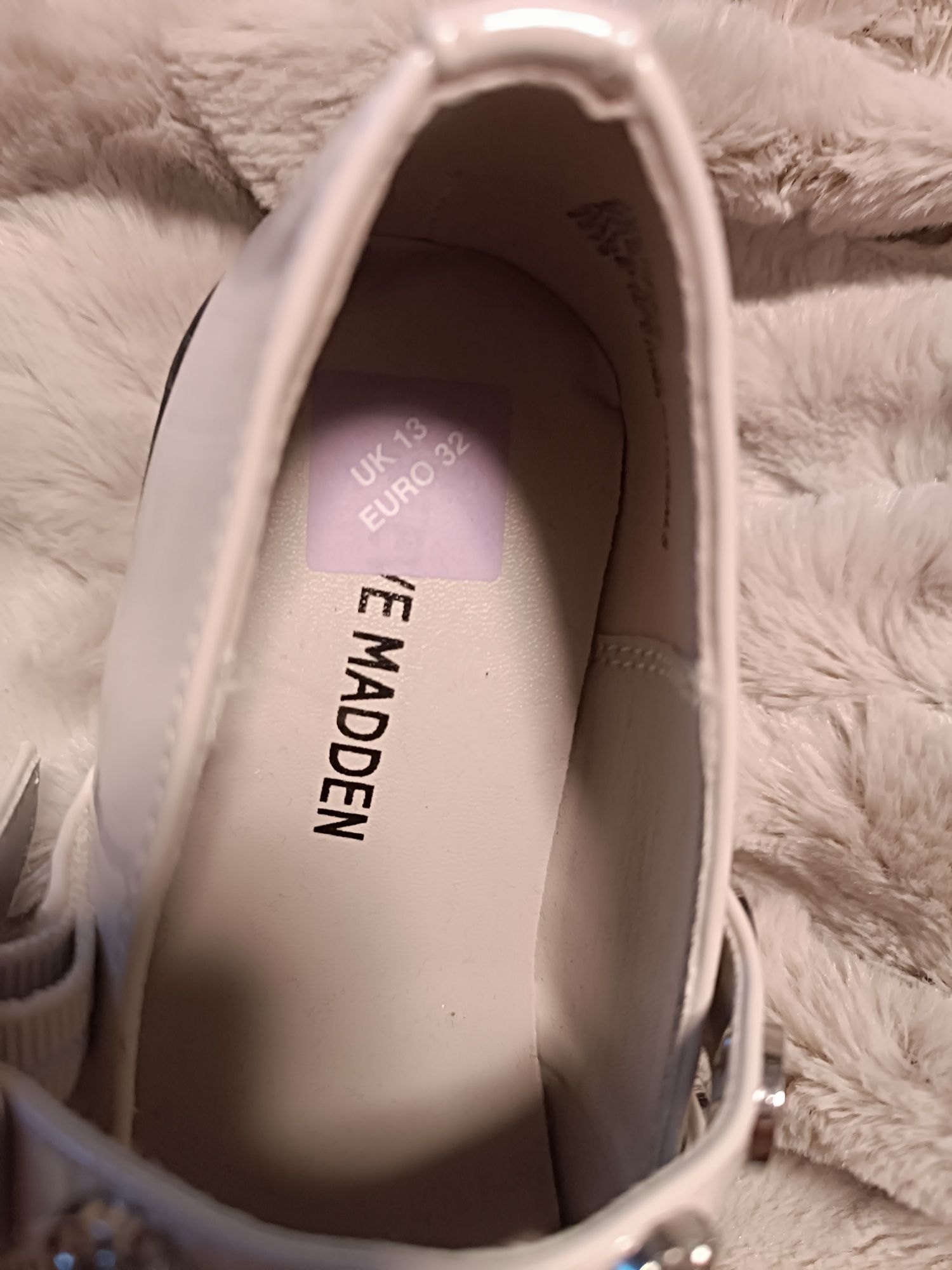 Steve MADDEN buty baleriny srebrne białe czarna 32 31 komunia komuni